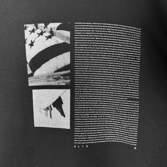 ALYX Visual Black Graphic Print Medium Crewneck Sweatshirt Menswear Designer Top - Picture 2 of 6